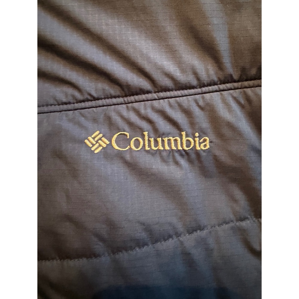 Columbia Omni-Heat Puffer Jacket Mens Blue Insulated Full Zip Ripstop Coat - Picture 12 of 13